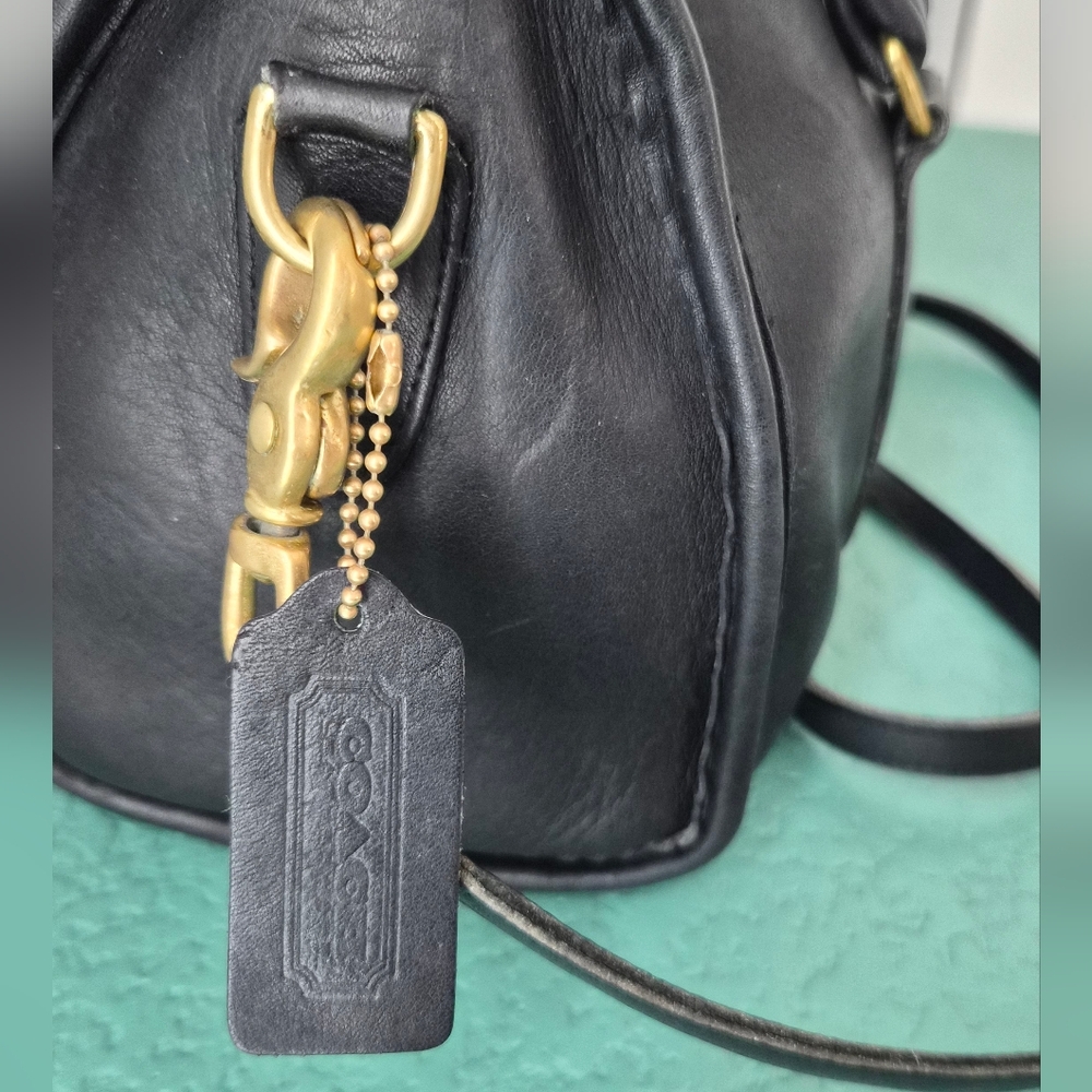 Vintage 80s Coach Madison Leather Satchel Crossbody Bag Black + Dust Bag - Picture 3 of 16